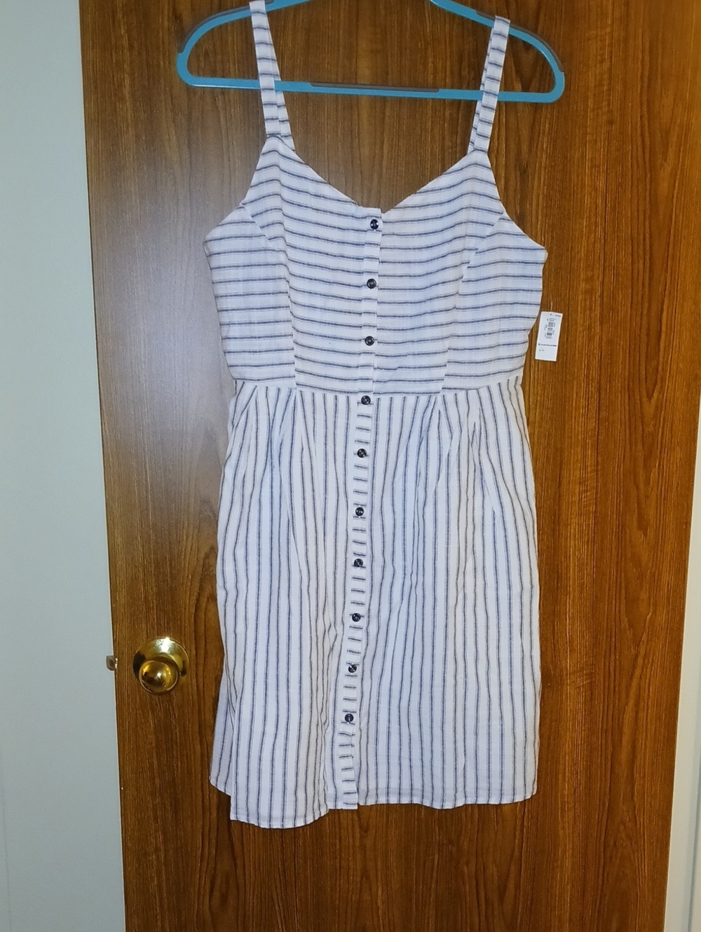 Old Navy White and Navy Striped Button-Front Mini Dress